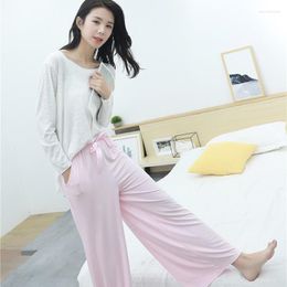 Women's Sleepwear Bamboo Modal Large Size Colour Pyjamas Autumn Wide Leg Pants Home Wear Yoga Clothes Ladies Loose Pyjamas Women