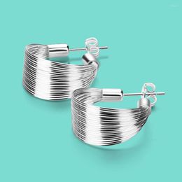 Stud Earrings Punk Women Solid 925 Silver Multi-Layer Design Fashion Piercing Perforation Body Non-Allergic Fine Jewellery Gift