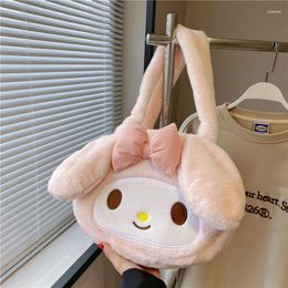 Evening Bags Women Shoulder Bag Girl Cartoon Melody Kulomi Plush Hand Bill Dual Use Student Sweet Large Capacity Book Storage