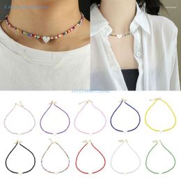 Chains Beaded Necklace Y2K Heart Shell-Charm Bead Choker Summer Bohemian Colorful Chain Jewelry Women Girl