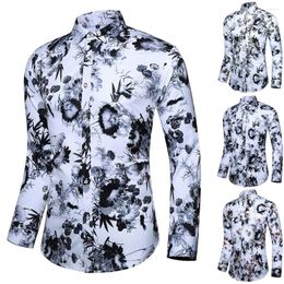 Men's T Shirts Outdoor Casual Printing Colourful Slim Long Sleeve Dress Shirt Blouse Tops Tee Pack