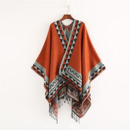 Scarves Indian Style Fashion Geometric Tassel Pashmina Poncho And Capes Coat Women Scarfs Autumn Winter Warm Shawl Cachemire Scarves 230823