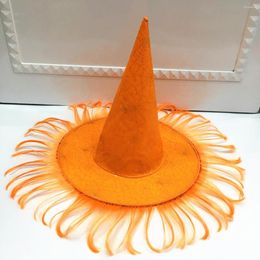 Party Decoration 8pcs Halloween Wizard Witch Pumpkin Wig Tassel Hat Men And Women Black Gold Cosplay Costume Masquerade Dress Up Easter