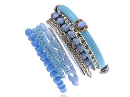 Bangle Bohemian Blue Beads Multi Layer Versatile Statement Stacking Beaded Bracelet