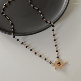 Pendant Necklaces Metal Beaded Flower For Women Men Black Acrylic Vintage Simple Elegant Party Custom Jewelry Gift Trendy