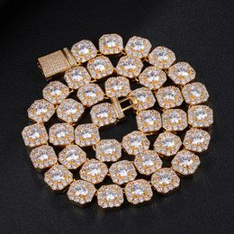 Hip Hop 10mm Bling Iced Out Square Cubic Zircon Chain Box Clasp Necklaces For Men Women Jewelry277Y