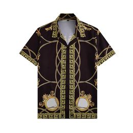 new summer Designer Shirts Men's hawaii silk bowling shirt Casual Shirts for men luxury Short Sleeve Dress Shirt247G