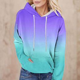 Women's Hoodies For Women Retro Y2k Trendy Loose Sweatshirts Long Sleeve Gradient Patchwork Hooded Streetwear Fall Clothes With Pocket