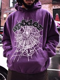 Men's Hoodies Sweatshirts Spider Web Letter Graphic Printed Hip-hop Rock Men's Hoodies High Quality Gothic Y2K Coats Loose Women Sweatshirts Pullover 230824