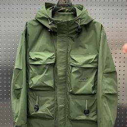 Men's Trench Coats Men Bomber Jacket Long Sleeve Hooded Coat Military Tactical Fall Winter Outdoor Zipper Waterproof Pockets 230823