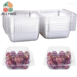 Take Out Containers 35Pcs Clear Hinged Plastic Container Disposable Single Compartment Togo Boxes For Cake Pastry Salad 10.5x10.5x7.2cm