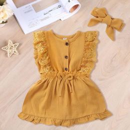 Clothing Sets Children's Girls Clothes Set Summer Baby Girl Pit Strip Lace Flying Sleeve Top Triangle Romper Skirts