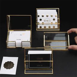 Desktop Business Card Box Personalized Business Card Case Metal Brass Card Holder Home Decor HKD230812