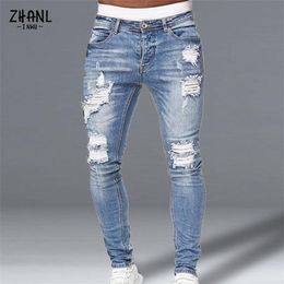 Fashion Black Jeans Men Skinny Slim Fit Denim Trousers Hip Hop Elastic Ripped Man Streetwear Casual jean for men clothing 2201182707