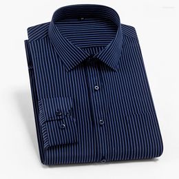 Men's Dress Shirts Classical Well Fit Striped Mens Full Sleeve Non-iron Good Formal Turn Down Collar Male Tops
