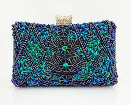 Evening Bags Vintage Beading Sequined Bag Geometric Beads Elegant Day Clutches Purse and Handbsg DOuble Chains Shoulder for Women 230824