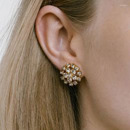 Stud Earrings Stonefans Simple Round Rhinestone Jewellery For Women Elegant Bridal Wedding Party Accessories