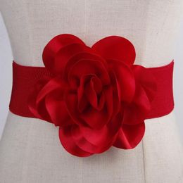 Belts Fashion Vintage Skirt Dress Coat Casual Waist Band Wide Elastic Belt Ladies Cummerbands Large Flowers Waistband