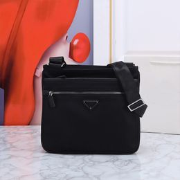 Nylon Messenger Bag Black Crossbody Underarm Bags Hardware Triangle Double Zipper Closure Exterior Pocket Adjusting Strap Large Capacity Shopping Handbag