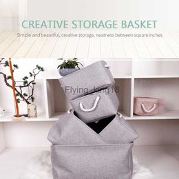 Desktop Storage Basket Fabric Sundries Underwear Toy Organiser Box Cosmetic Book Laundry Container With Cotton Rope Handles HKD230812