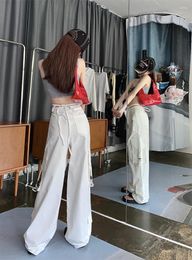 Women's Pants Hollow Lace Casual Loose Wide Leg Overalls Summer Girls Mop White Women