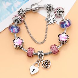 Charm Bracelets ZOAHI Crystal Beads Bangles Silver Plated For Women Friendship Pulseras