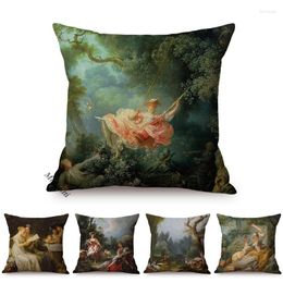 Pillow Famous Oil Painting Jean Honore Fragonard Swing Vintage Rococo Style Home Decor Sofa Throw Case Car Cover Cojines