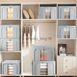 Thickened Cotton Linen Clothes Storage Box Big Capacity Foldable Sundries Organizer Solid Color Quilt Moisture-proof Storage Box HKD230812