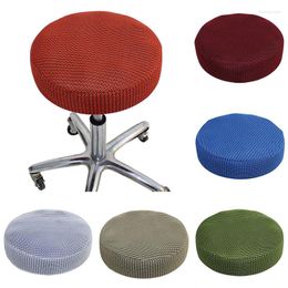 Chair Covers Europe Style Stool Cover Round Seat For Bar Home Elastic Solid Colour Slipcover Protector