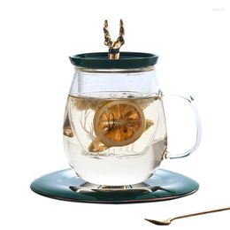 Wine Glasses 550ML Antler Glass Cup With Tea Separation Female Flower Philtre Household Water Transparent LD544