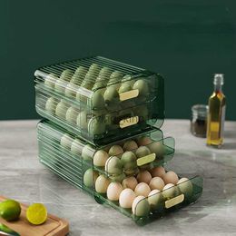 Double Layer Automatic Slide Eggs Storage Box Fridge Transparent Egg Tray Container Basket Container Dispenser Fresh-keeping HKD230812