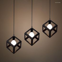 Pendant Lamps N Retro Creative Chandelier Iron Square Dining Geometry Living Room Project Bar Decorative Lights