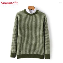 Men's Sweaters Top Merino Wool Sweater O-Neck Plaid Pullover 2023 Autumn And Winter High-Grade Knitted Cashmere Men