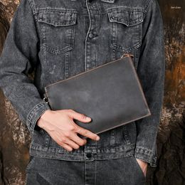 Wallets AETOO Genuine Leather Clutch Wallet Men Long Phone Bag Purse Male Large Capacity Card Holder Money HandBag