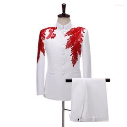 Men's Suits Blazers Sets Men Brand Mandarin Collar Single Breasted Wedding Party Stage Host Costume Homme