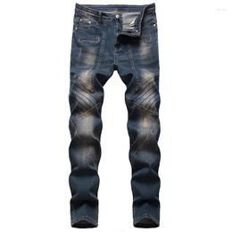 Men's Jeans Men Ripped Stretch Skinny Denim Pants Solid Blue Autumn Summer Hip-Hop Style Slim Fit Trousers