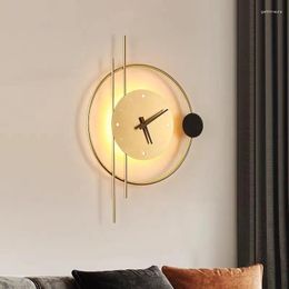Wall Lamps Nordic Clock Art Design Creative Metal Light Aisle Bedroom Background Decoration Dining Room Lighting