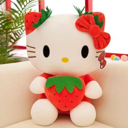 Anime Stuffed Plush Animals Toy Cute Cat Heart Strawberry kitty Doll Children's Playmate Home Decoration Boys Girls Birthday Children's Day Christmas 2 Style 22cm DHL