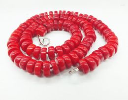 Choker 9MM High Quality Red Coral Necklace. Bridal Wedding GIVE Women's Classic Jewelry 20"