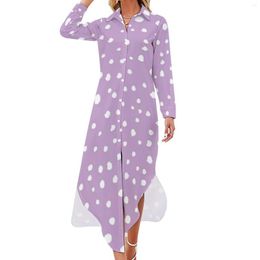 Casual Dresses Dalmatian Spots Print Chiffon Dress White Polka Dots Beach Aesthetic Female Sexy Design Vestido Big Size