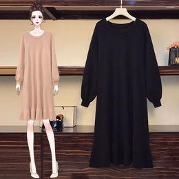 Women's Sweaters L-4XL EHQAXIN Elegant Padded Tops Long Sweater Dress Warm Personalised Casual Pulloverer Round Neck