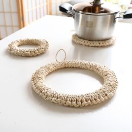 Table Mats Straw Pot Mat Corn Leaf Weaving Handmade Place Husk Rope Potholder Country Style Plant Home Decoration Crafts