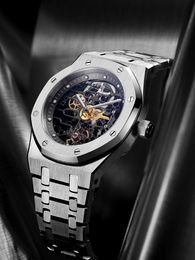 Watch Bands FEICE Luxury Men Skeleton Fashion Automatic Mechanical Luminous Watches Waterproof Stainless Steel Sports 230824