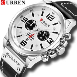 Fashion Classic watch Black White Chronograph Watch Men CURREN 2018 Men's Watches Casual Quartz Wristwatch Male Clock Reloj H239V