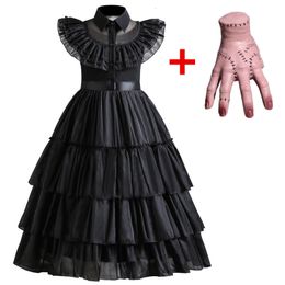 Cosplay Mercoledì Princess Costume Girl Dress Dress Kids Movie Mercoledì Black Gothic Winds Dresses Halloween Carnival Party Costumi 230817