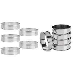 Promotion Stainless Steel Double Rolled Tart Rings And Perforated Cake Mousse Rings Rolled Muffin Rings Circle Ring 10 Pc Baking 226O