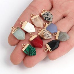 Pendant Necklaces 19x10mm Natural Stone Shield Charm Agate Jade Quartz Women Jewelry Making For DIY Necklace Accessories