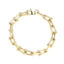 Link Chain Stainless Steel Hip Hop Unique U Link Gold Bracelet Street Dance Fashion Statement Jewerly Gift For Men Women234H