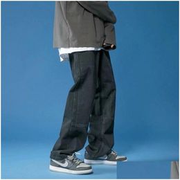 Men'S Jeans Mens Street Dance Hip Hop Men Clothing Loose Straight Pink Blue Black Fashion Casual Baggy Denim Cargo Pants Trousers Dr Dhgxx