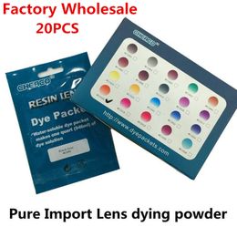 20PCS Wholesale Mixed color Sunglasses Lens Tinting Powder Packet for HTC UC Resin Eyeglasses Material Smart Dying Dye Solution factory outlet glasses store stuffs
